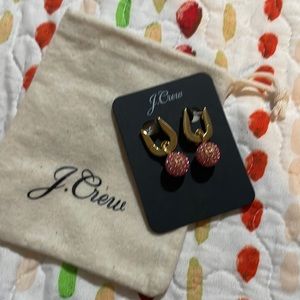 J.Crew pink sparkle n gold earrings